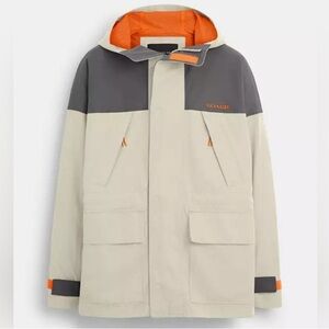 Coach Men's Cream and Orange Raincoat